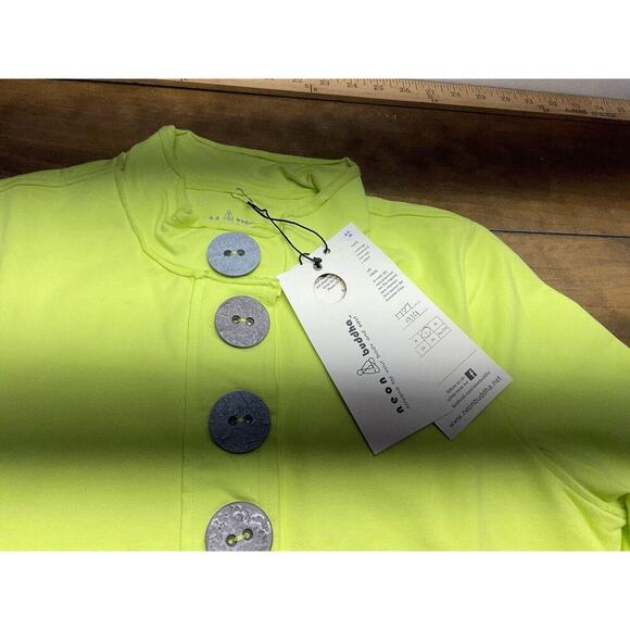 Neon Buddha Highlighter Yellow Button Front Jacket Athletic Yoga Large NWT - Picture 4 of 13